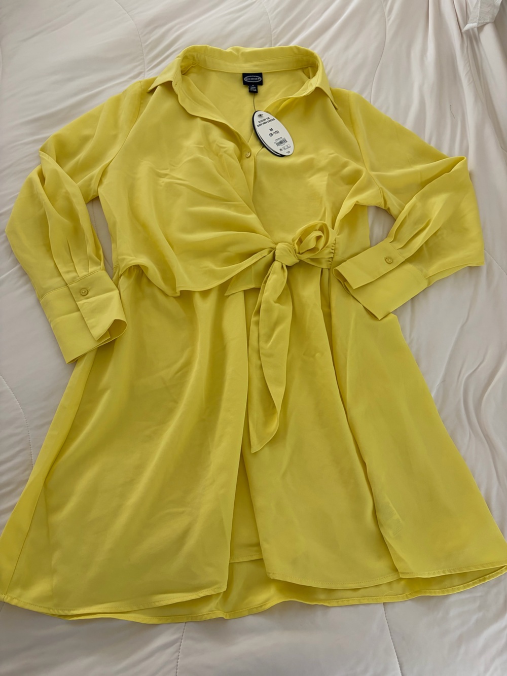 Scoop NYC Lemon Tie-Front Long Sleeve Dress
